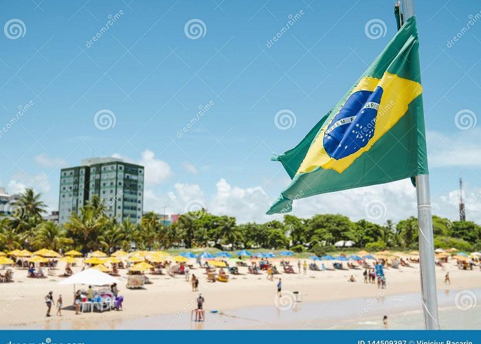 Tambau beach Brazilian Flag on a Touristic Beach Stock Image - Image of place ... photo