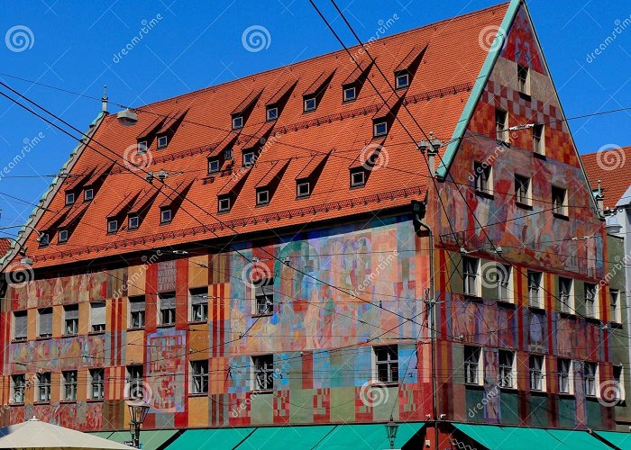 Weberhaus Augsburg Fun, Colorful Pictures on a Building in Augsburg, Germany ... photo