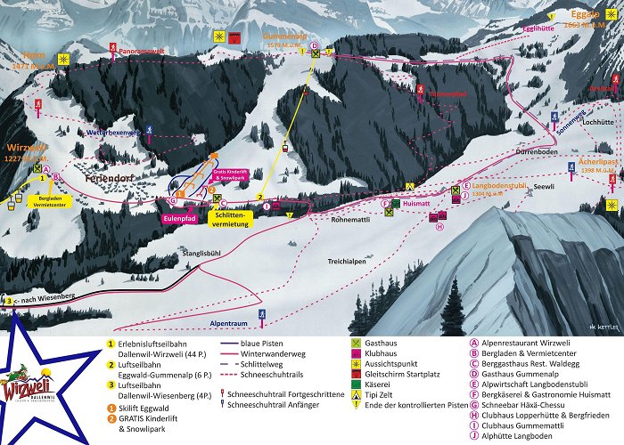 Gummenalp Dallenwil Wirzweli Trail Map • Piste Map • Panoramic Mountain Map photo